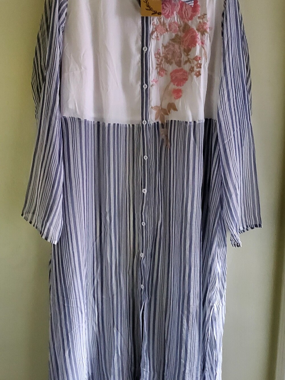 Blue And White Striped Long-sleeve
